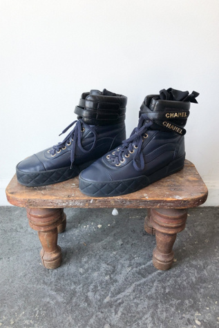 Authentic Chanel Navy High Tops Selected by The Curatorial Dept.