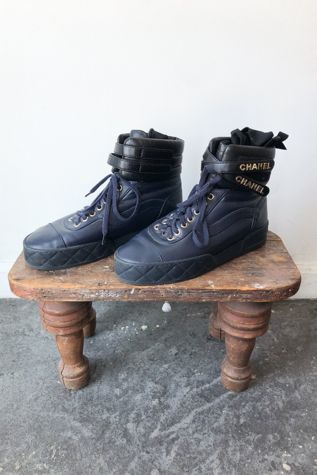 Authentic Chanel Navy High Tops Selected by The Curatorial Dept.