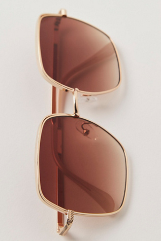 Lacie Oversize Square Sunglasses by Free People in Brown