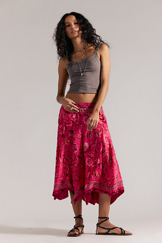 Sweet Reaction Pull-On Wide-Leg Crop Pants by Free People in Pink, Size: M