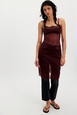 Boudoir Dreams Midi Slip by Intimately at Free People in Red, Size: L