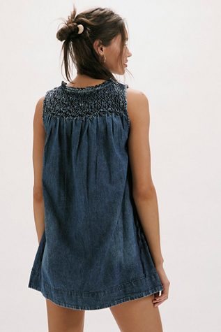 Maisie Smocked Denim Mini Dress - thumbnail 10
