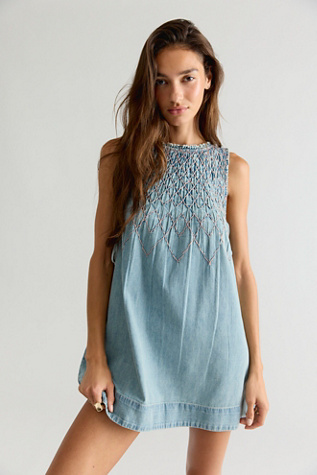 Maisie Smocked Denim Mini Dress