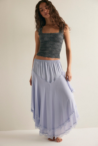 It’s Romantic Midi Slip Skirt by Intimately at Free People in Blue, Size: M