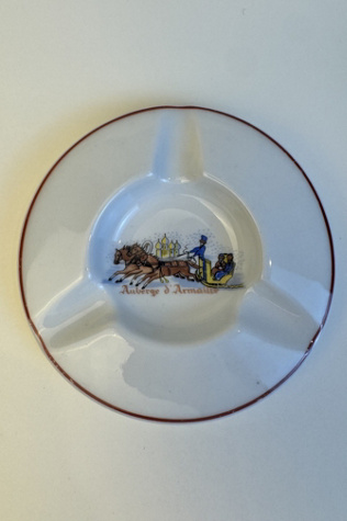 Vintage 1950s Auberge d’Armaille French Porcelain Ashtray selected by Stagecoach Home Design LLC