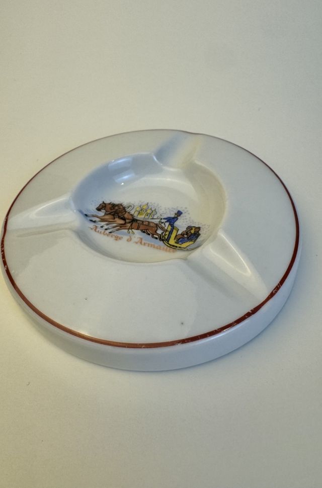 Vintage 1950s Auberge d’Armaille French Porcelain Ashtray selected by Stagecoach Home Design LLC #1
