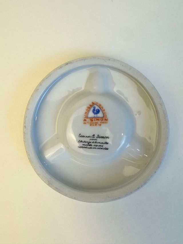 Vintage 1950s Auberge d’Armaille French Porcelain Ashtray selected by Stagecoach Home Design LLC #3