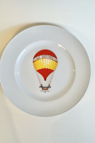 Vintage “Le Gustave” Hot Air Balloon Plate selected by Stagecoach Home Design LLC