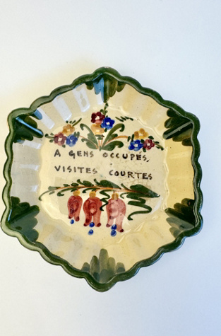 Antique French Faience Hand-Painted Dish selected by Stagecoach Home Design LLC
