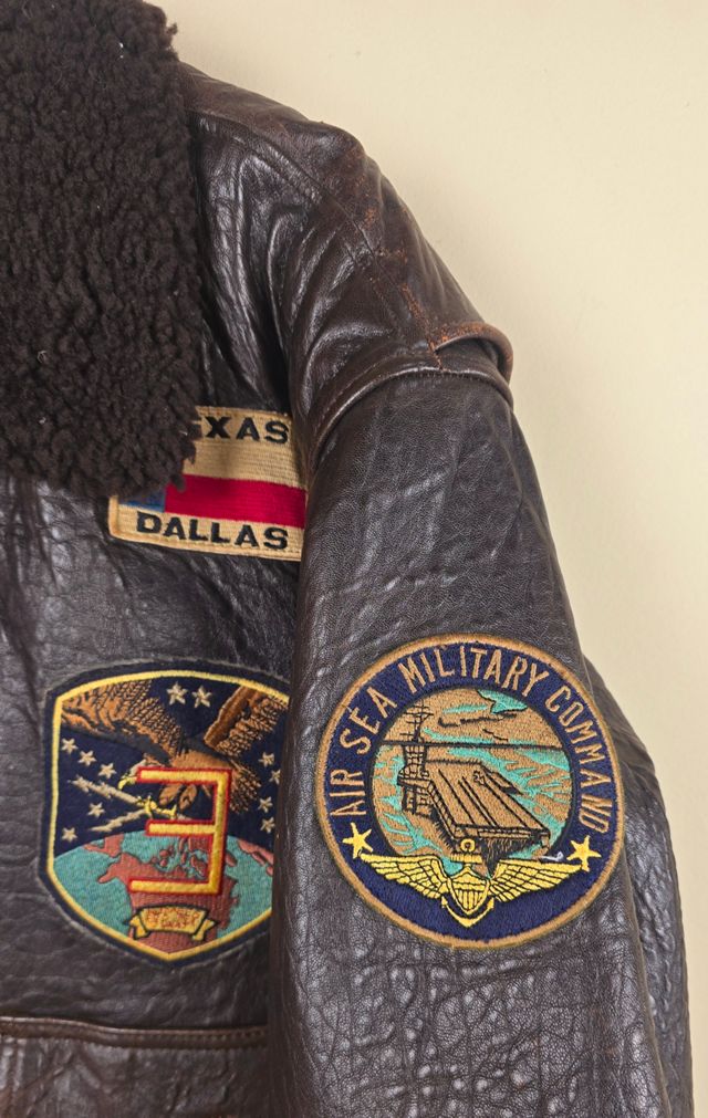 Vintage US Air Sea Military Command Leather Jacket Selected By The Igala NYC #1