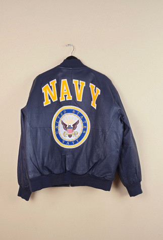 Vintage Michael Hoban US Navy Blue Leather Jacket Selected By The Igala NYC