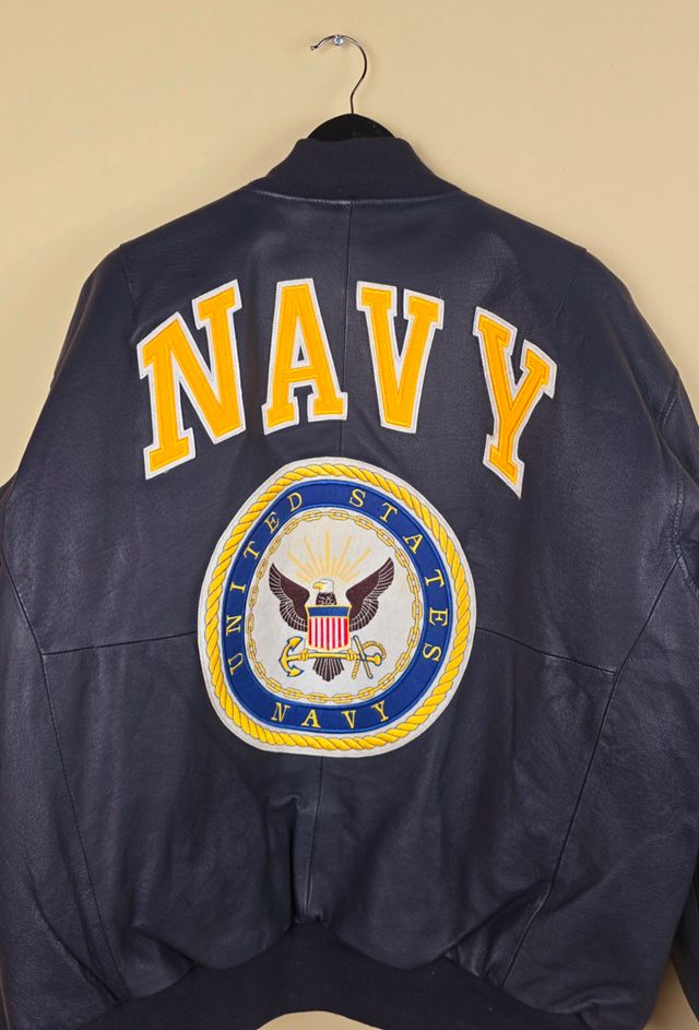 Vintage Michael Hoban US Navy Blue Leather Jacket Selected By The Igala NYC #3