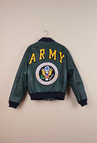 Vintage Michael Hoban US Army Green Leather Jacket Selected By The Igala NYC