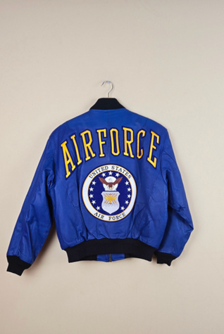 Vintage Michael Hoban US Airforce Blue Leather Jacket Selected By The Igala NYC