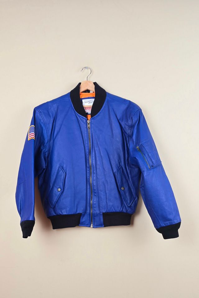 Vintage Michael Hoban US Airforce Blue Leather Jacket Selected By The Igala NYC #1