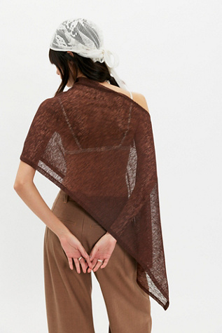 Free People Maggie Everyday Asymmetrical Knit Poncho, цвет: Шоколадный — фото 2