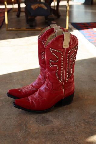 Vintage 2000s Frye Studded Red Cowboy Boots by Lauren Owen of Texas