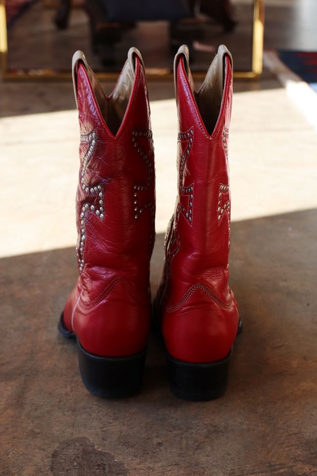 Vintage 2000s Frye Studded Red Cowboy Boots by Lauren Owen of Texas #1