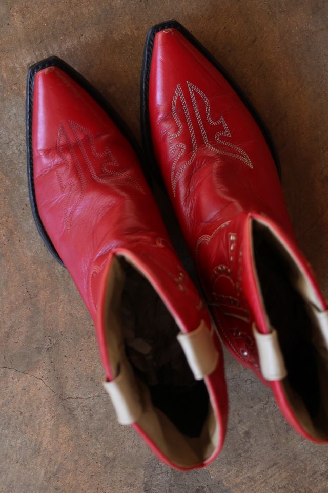 Vintage 2000s Frye Studded Red Cowboy Boots by Lauren Owen of Texas #2