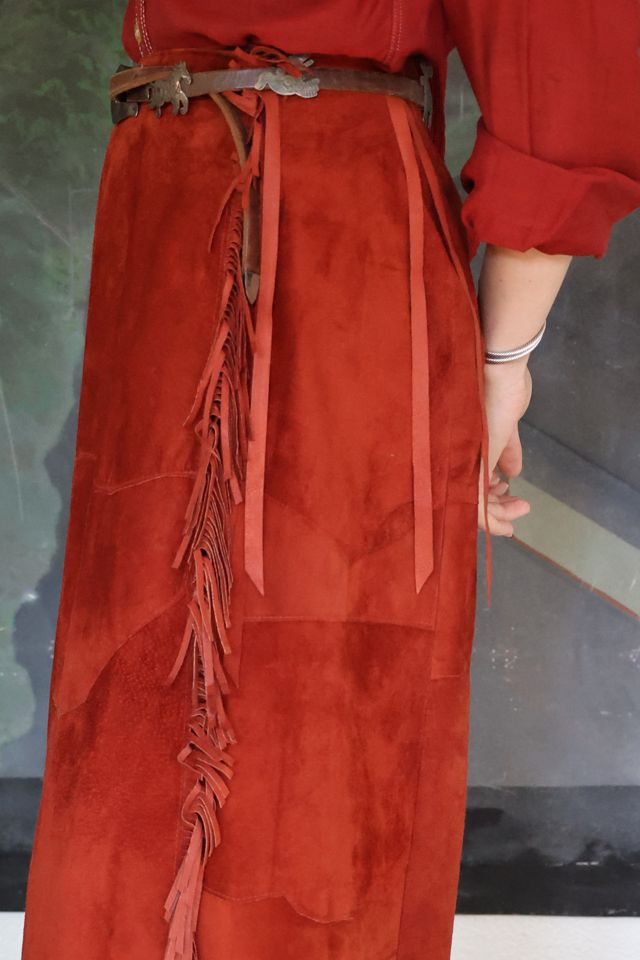 Vintage 1980s Suede Fringe Wrap Skirt by Lauren Owen of Texas #1