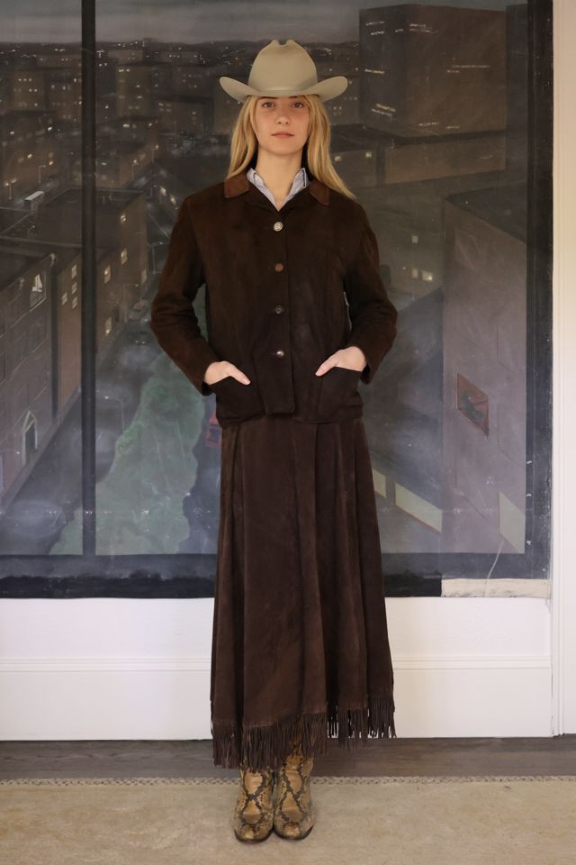 Vintage 1990s Double D Ranch Suede Fringe Skirt by Lauren Owen of Texas #1