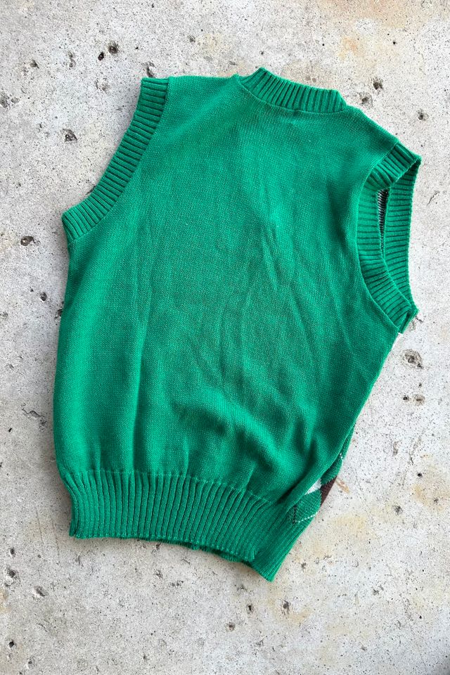 Vintage 1970s Green and Brown Argyle Sweater Vest Selected by Cherry #2