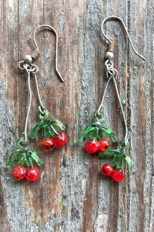 Vintage 1970s Italian Glass Cherries Earrings Selected by Cherry