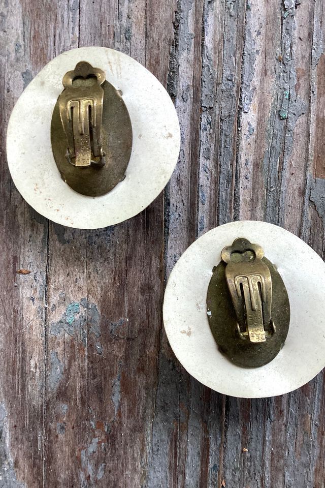 Vintage Mid Century Leather Mini Hat Clip On Earrings Selected by Cherry #1