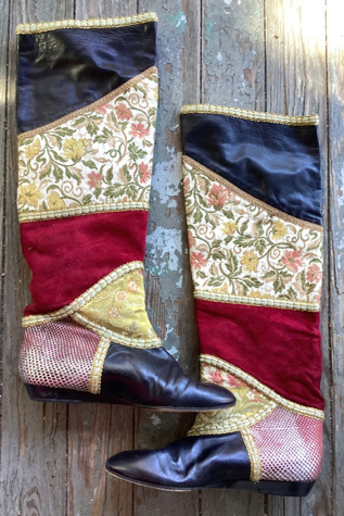 Vintage 1980s Patchwork Tapestry Boots Selected by Cherry