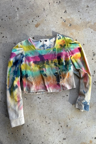 Vintage Tie Dye Cropped Denim Jacket Selected by Cherry