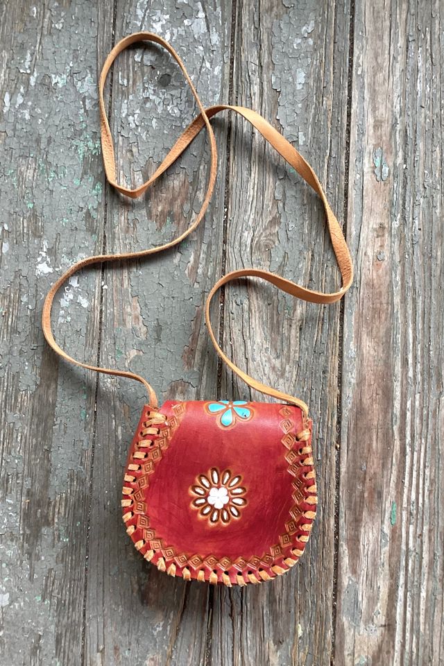 Vintage 1970s Whipstitch Mini Tooled Leather Purse Selected by Cherry #2