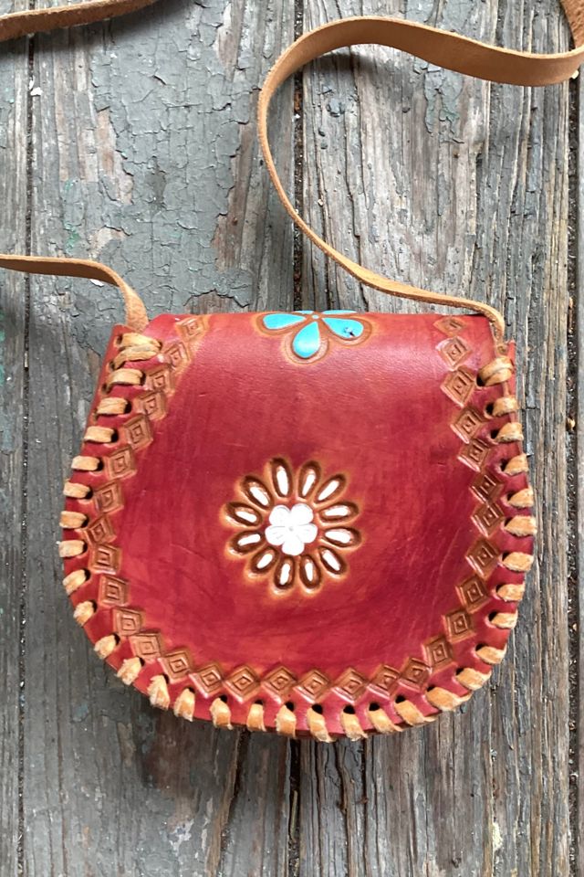 Vintage 1970s Whipstitch Mini Tooled Leather Purse Selected by Cherry #3