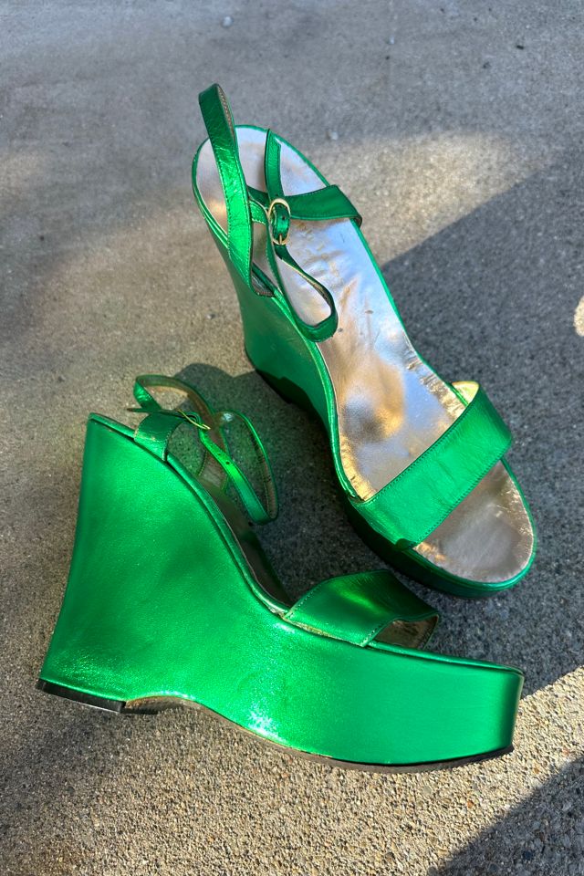 Vintage Deadstock 1970s Green Metallic Platforms Selected by Cherry #2