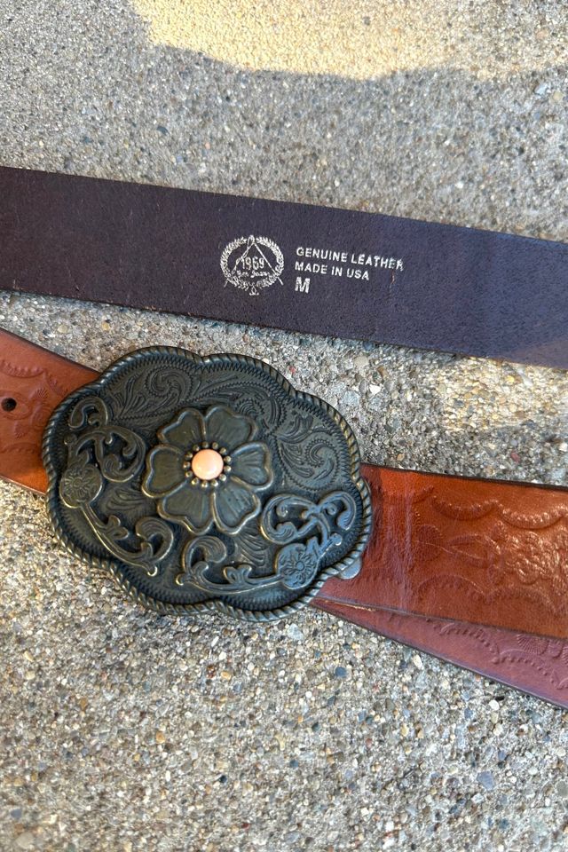 Vintage Western Tooled Leather Belt with Buckle Selected by Cherry #1