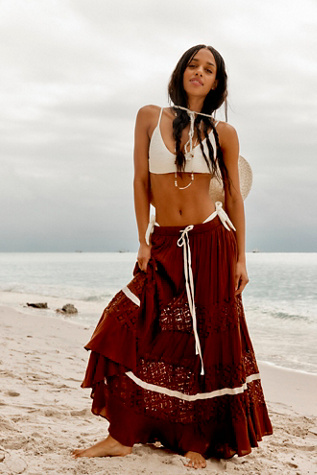 Swept Away Maxi Skirt by free-est at Free People in Brown, Size: XS