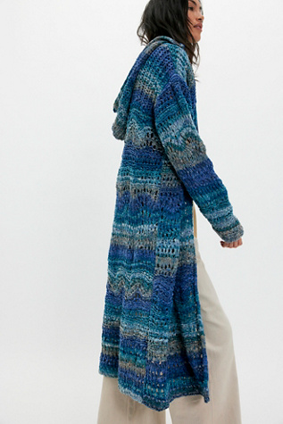 Kelp Knit Maxi Cardi by Free People in Blue, Size: M