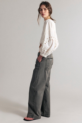 We The Free Yours Truly Low-Rise Cargo Chino Pants at Free People in Grey, Size: US 6