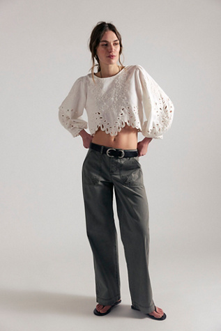 Женские брюки We The Free Yours Truly Low-Rise Cargo Chino, цвет: Тёмно-зелёный теневой — фото 3