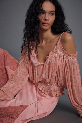 Marlow Smocked Blouse by Free People in Pink, Size: S