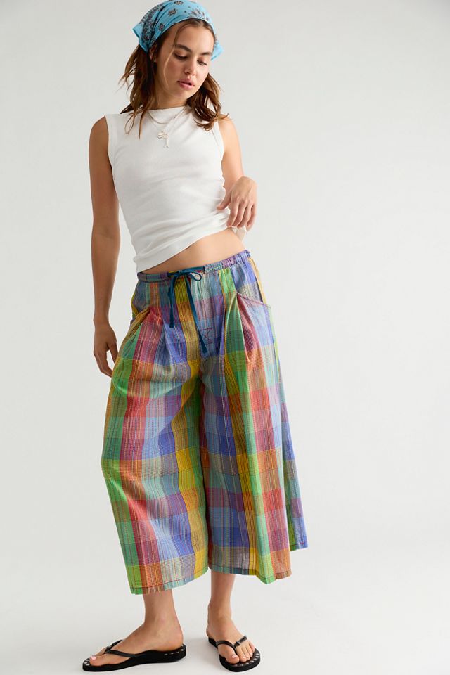 Telluride Wide-Leg Crop Pull-On Madras Pants #1