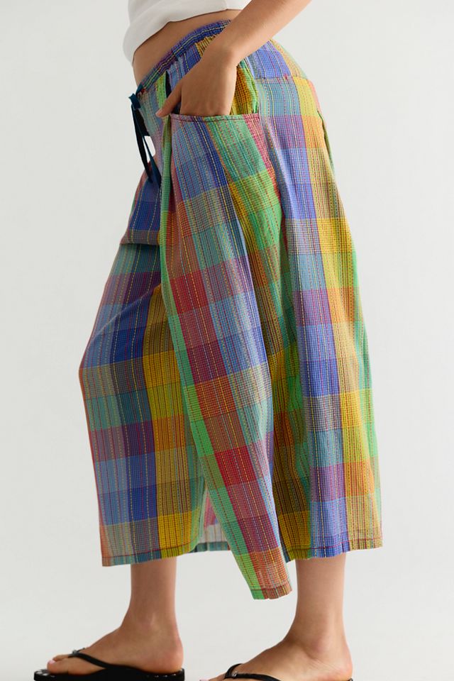 Telluride Wide-Leg Crop Pull-On Madras Pants #3