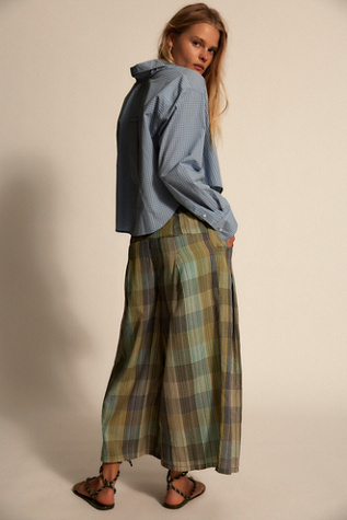 Женские брюки Free People Telluride Wide-Leg Crop Pull-On Madras, цвет: Армейский комбинированный — фото 2