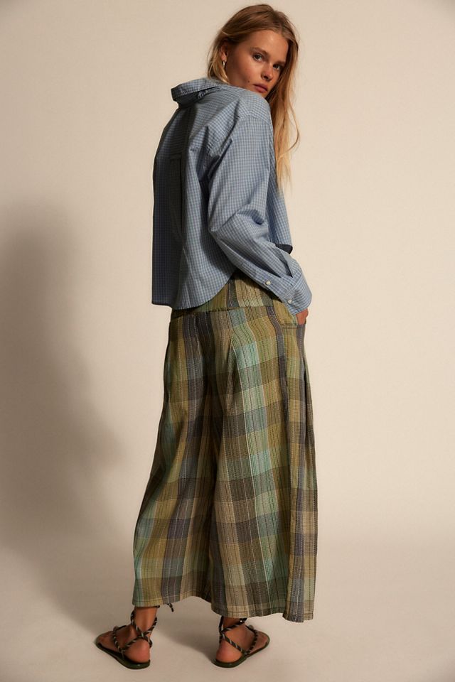 Telluride Wide-Leg Crop Pull-On Madras Pants #1