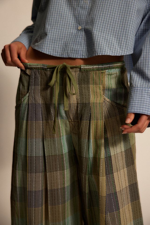 Telluride Wide-Leg Crop Pull-On Madras Pants #3