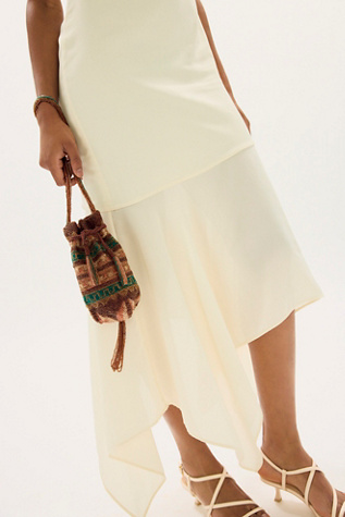 Beaded Tassel Pouch Bag by Free People in Brown