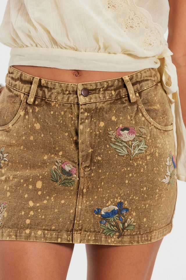 Denim And Bone Splatter Denim Mini Skirt #2