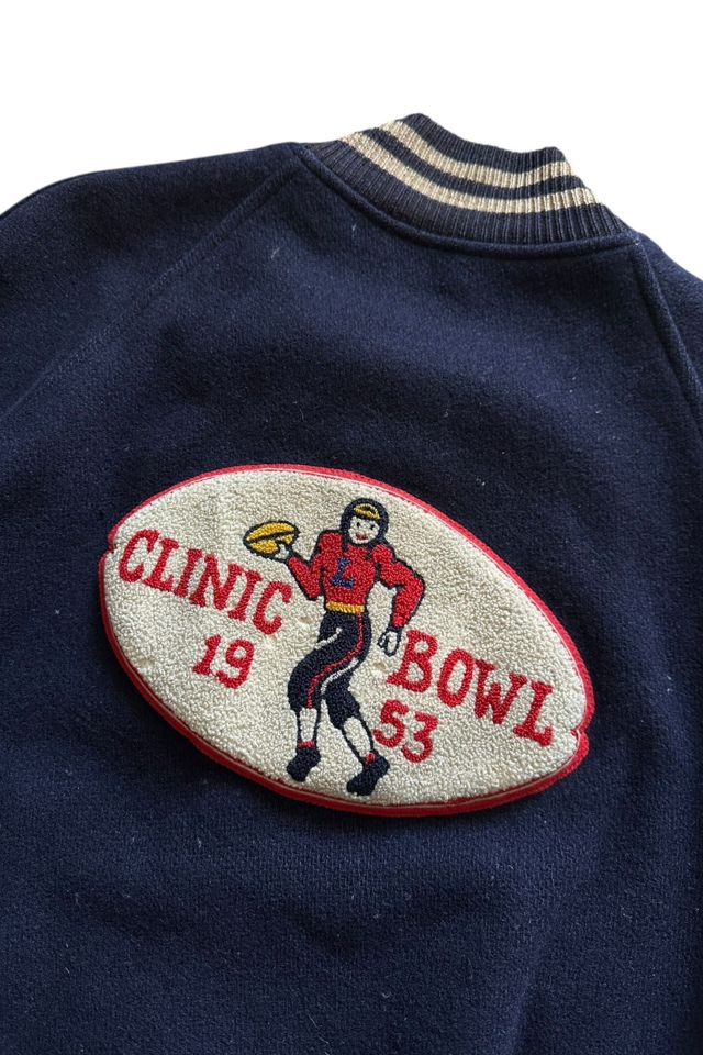 Vintage 1950s Football Clinic Bowl Letterman Jacket #1