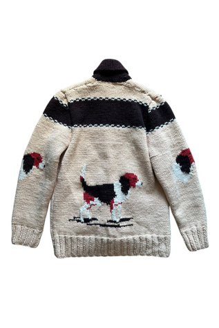 Vintage 1960s Wool Heavy Knit Hunting Dog Cardigan Selected By Vintage Warrior