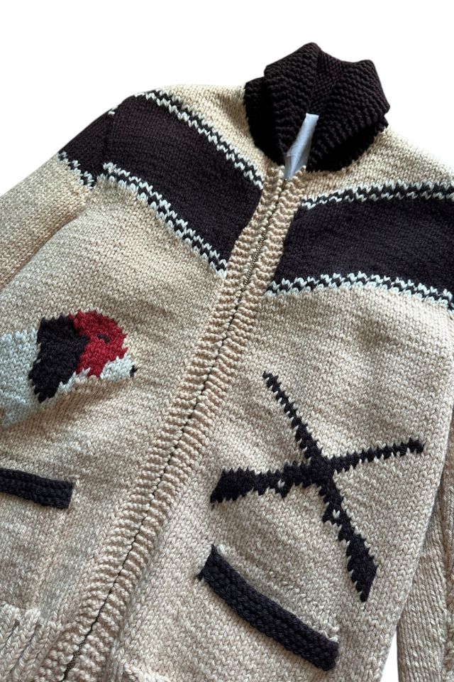 Vintage 1960s Wool Heavy Knit Hunting Dog Cardigan Selected By Vintage Warrior #3