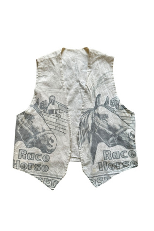 Vintage 1960s Handmade Feed Sack Horse Western Vest Selected By Vintage Warrior